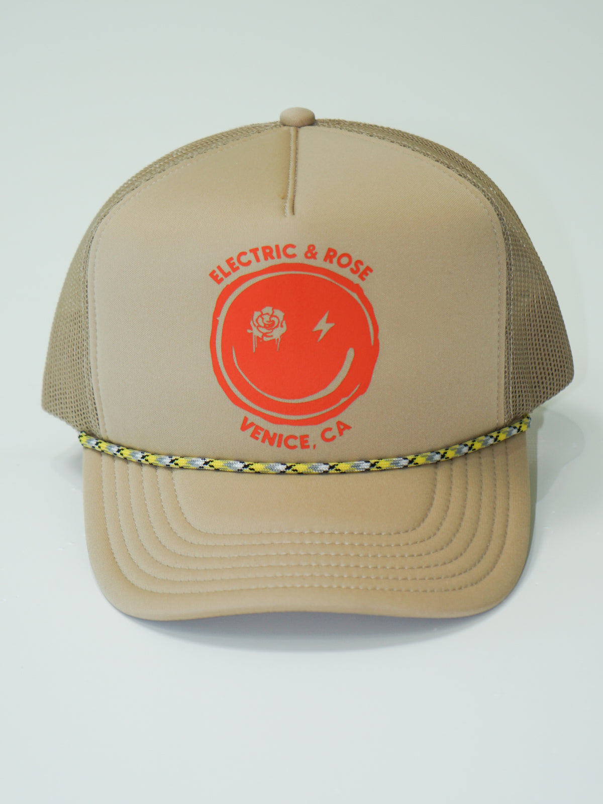 Smiley Trucker Hat - Beige / Orange