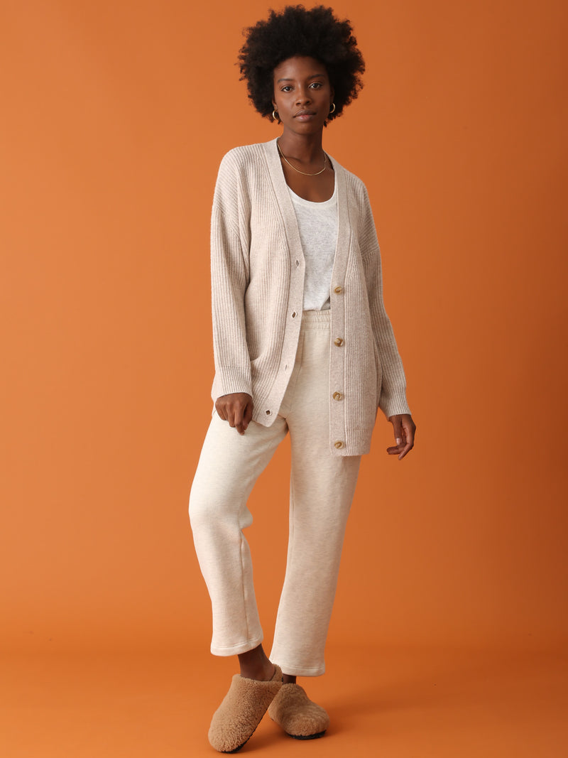 H&M Long Sweater Robe Light Oatmeal Tan Women's XL, Ribbed Texture Shawl  Collar