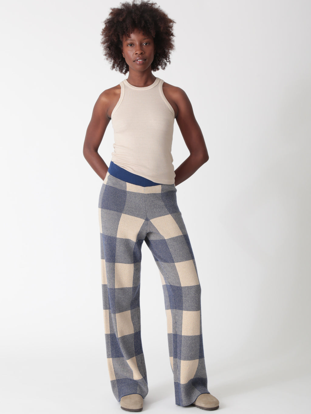 Cher Pant - Indigo / Sand Plaid