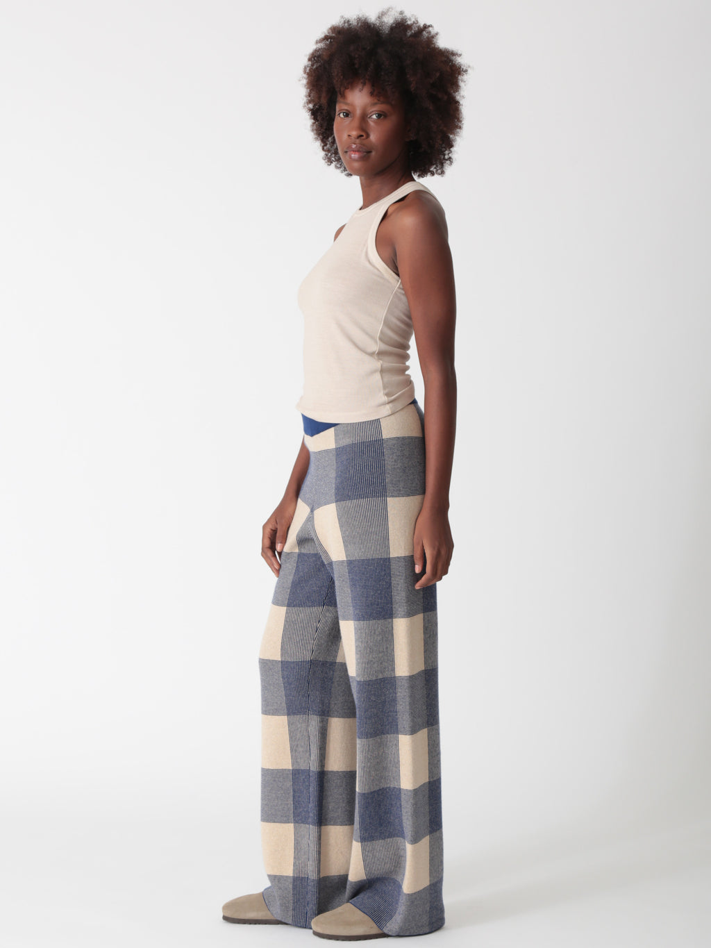 Cher Pant - Indigo / Sand Plaid