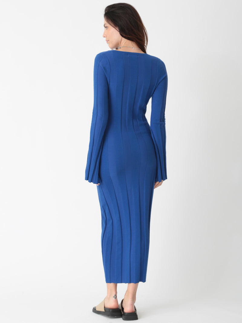 Nicola Ribbed Sweater Dress - Sapphire