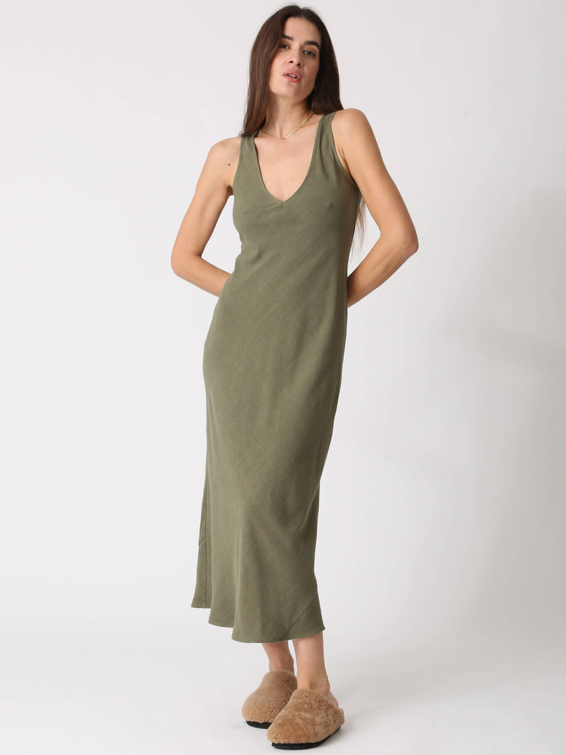 Peyton Linen Dress - Olive