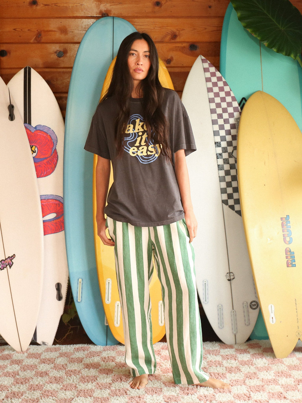 Weekend Linen Pant - Sea Glass Stripe