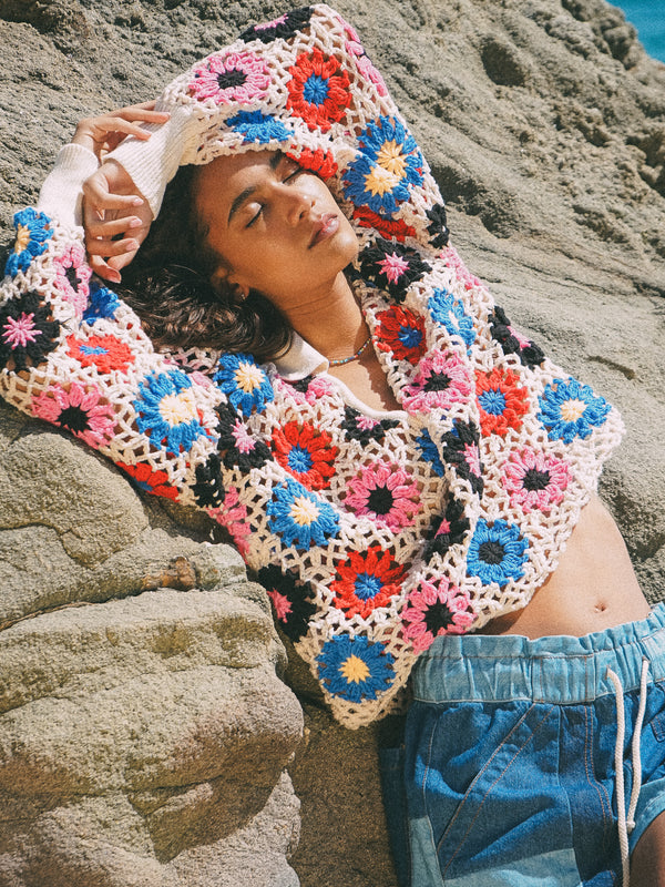 Vera Crochet Sweater - Ecru Floral