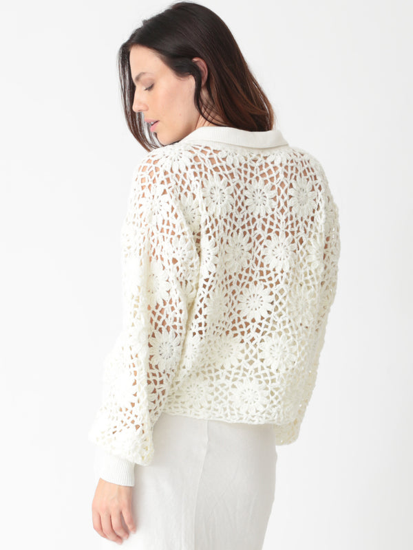 Vera Crochet Sweater - Cloud Floral