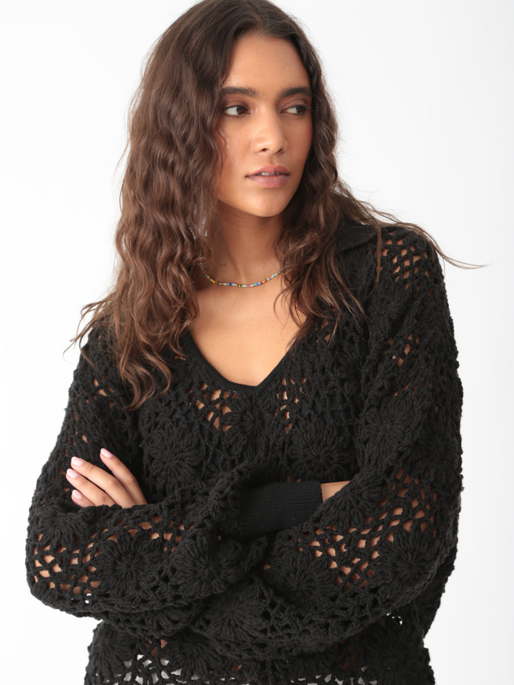 Vera Crochet Sweater - Onyx Floral