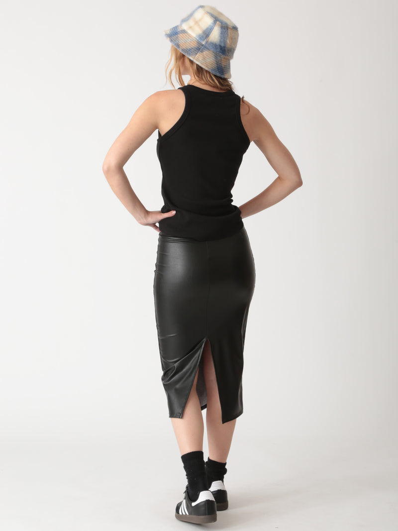 Aspen Vegan Leather Skirt - Onyx