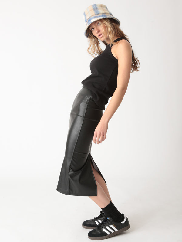 Aspen Vegan Leather Skirt - Onyx