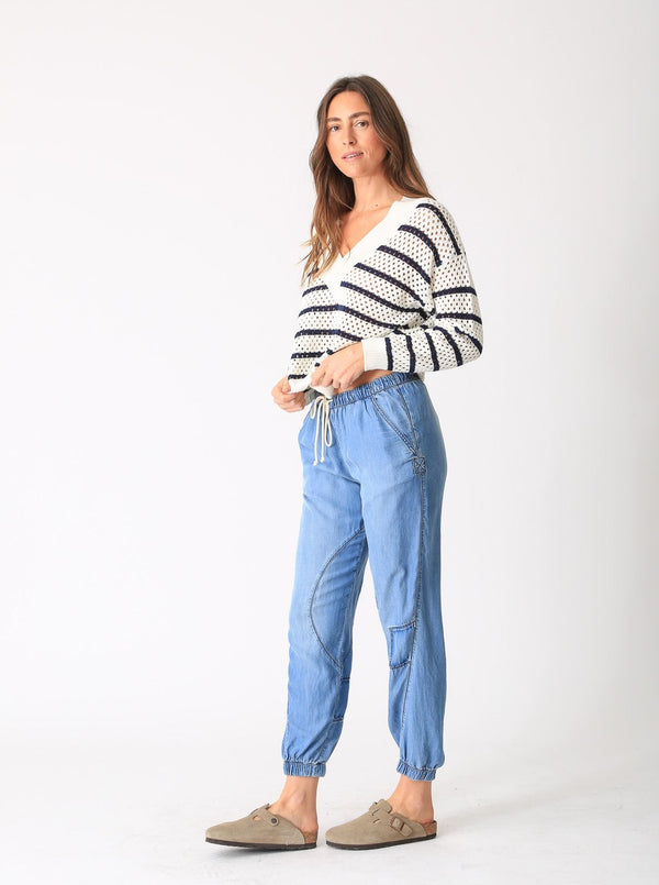 Hadley Sweater - Ivory / Indigo Stripe