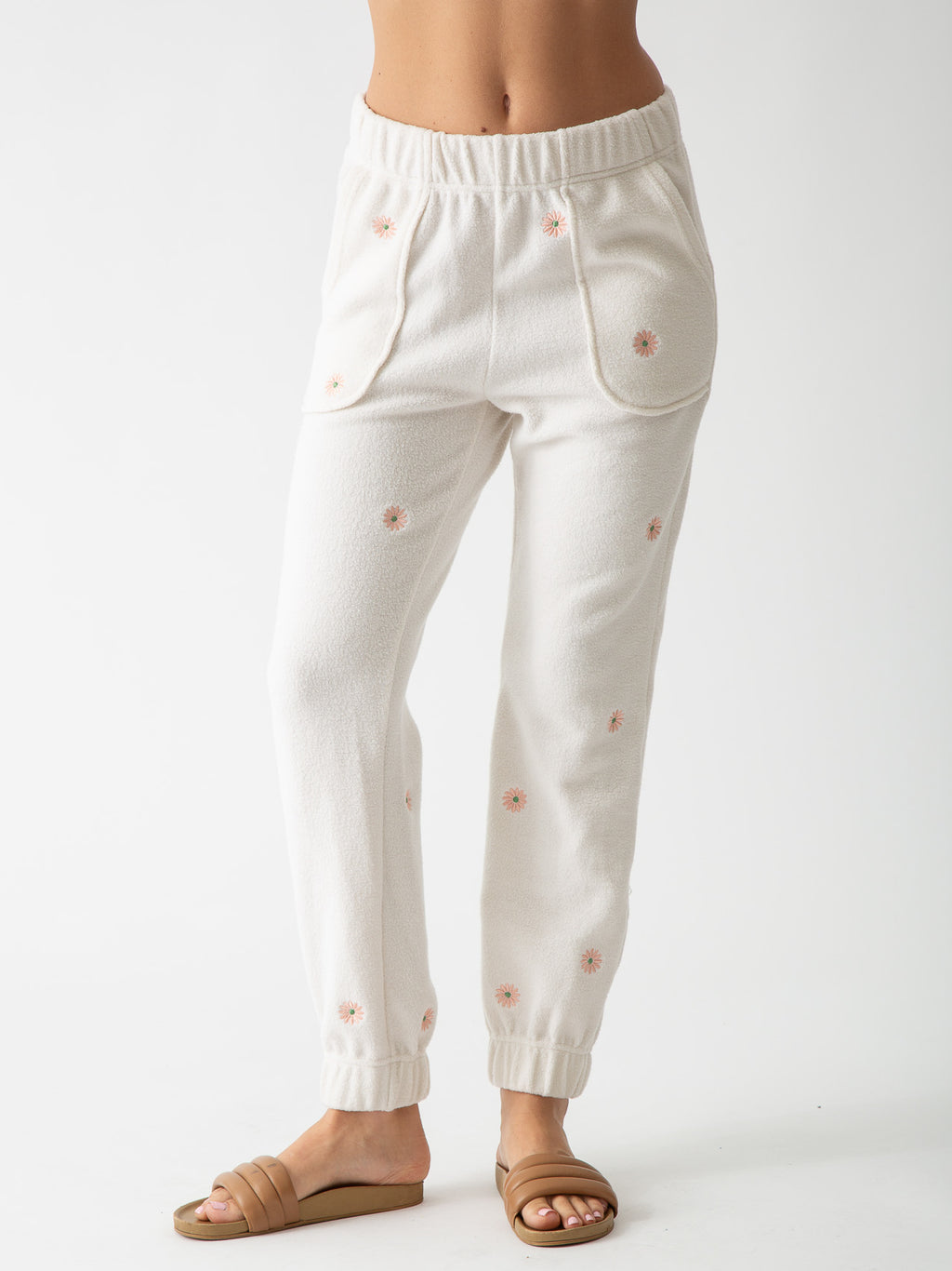 Hayden Sherpa Sweatpant - Daisy Embroidery