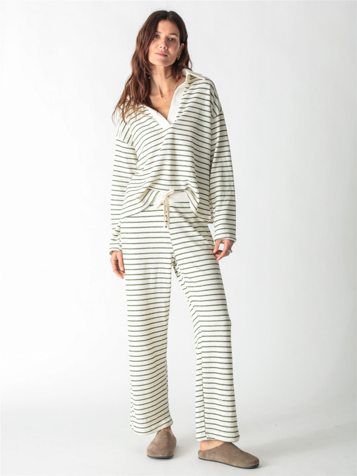Haven Pant - Olive Stripe