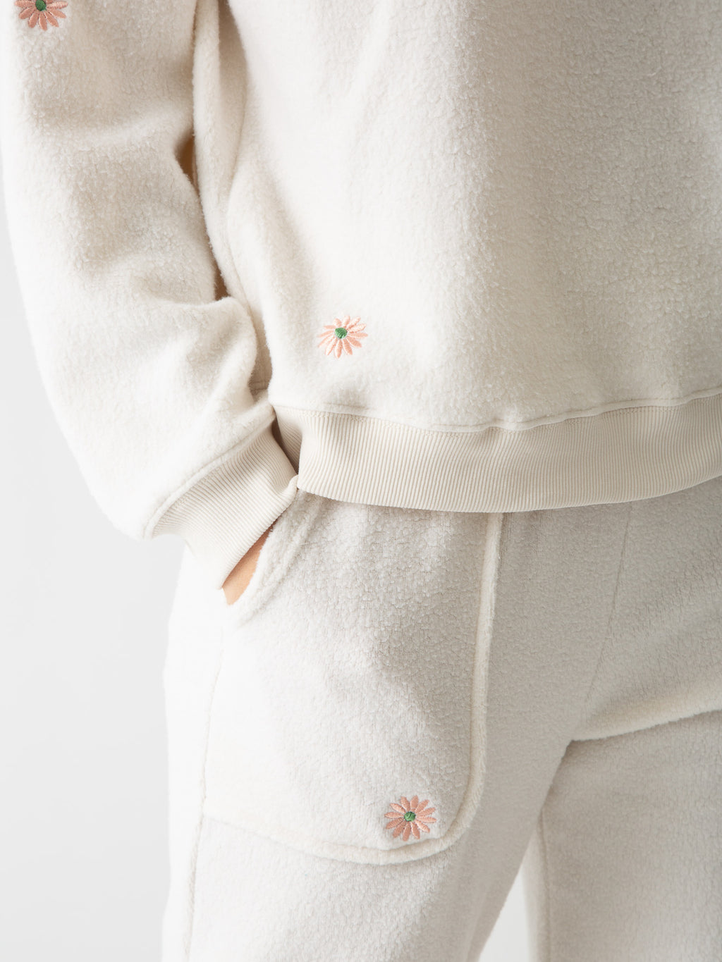 Hayden Sherpa Sweatpant - Daisy Embroidery