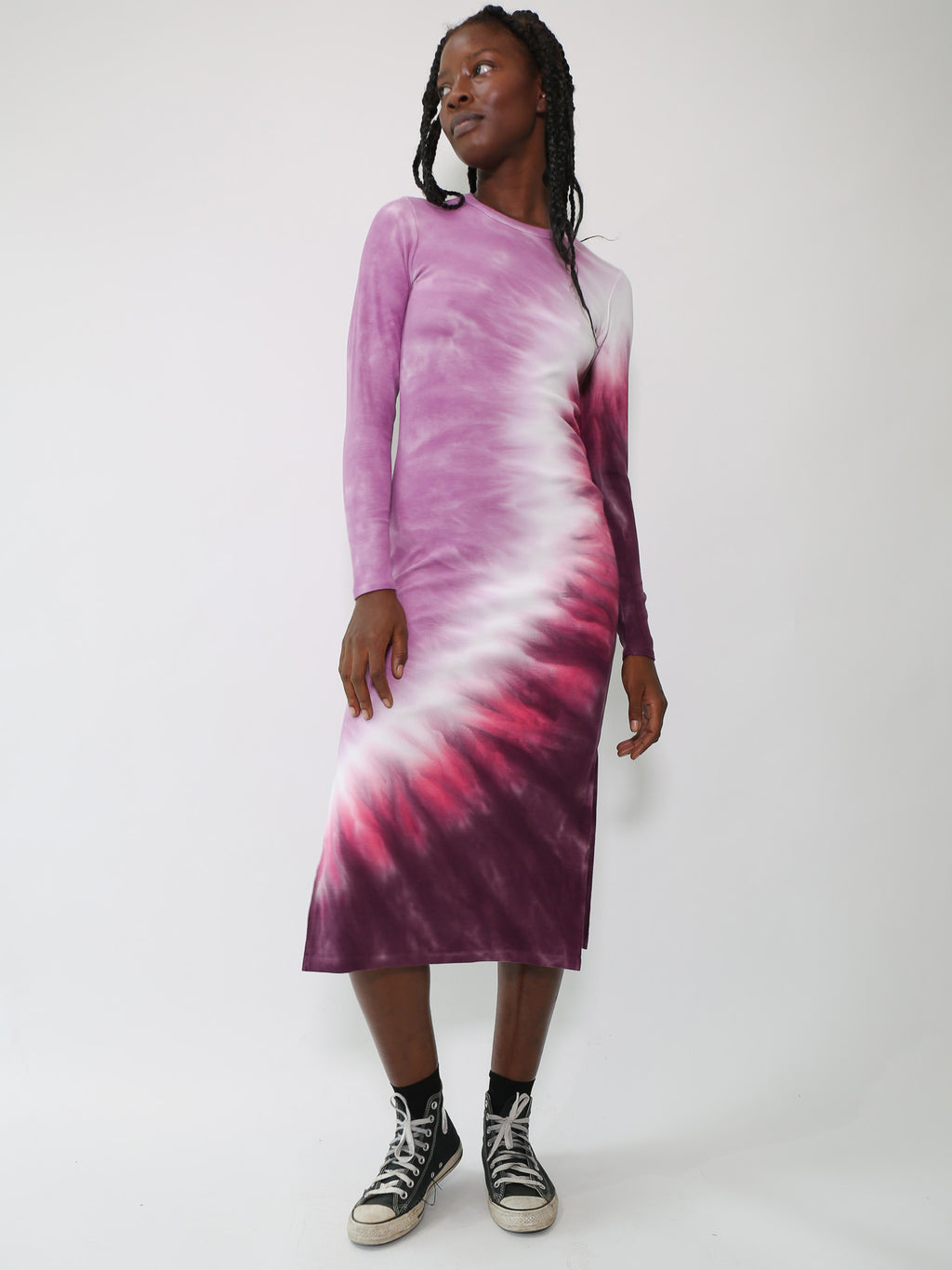 Skyler Rib Dress - Lilac / Burgundy