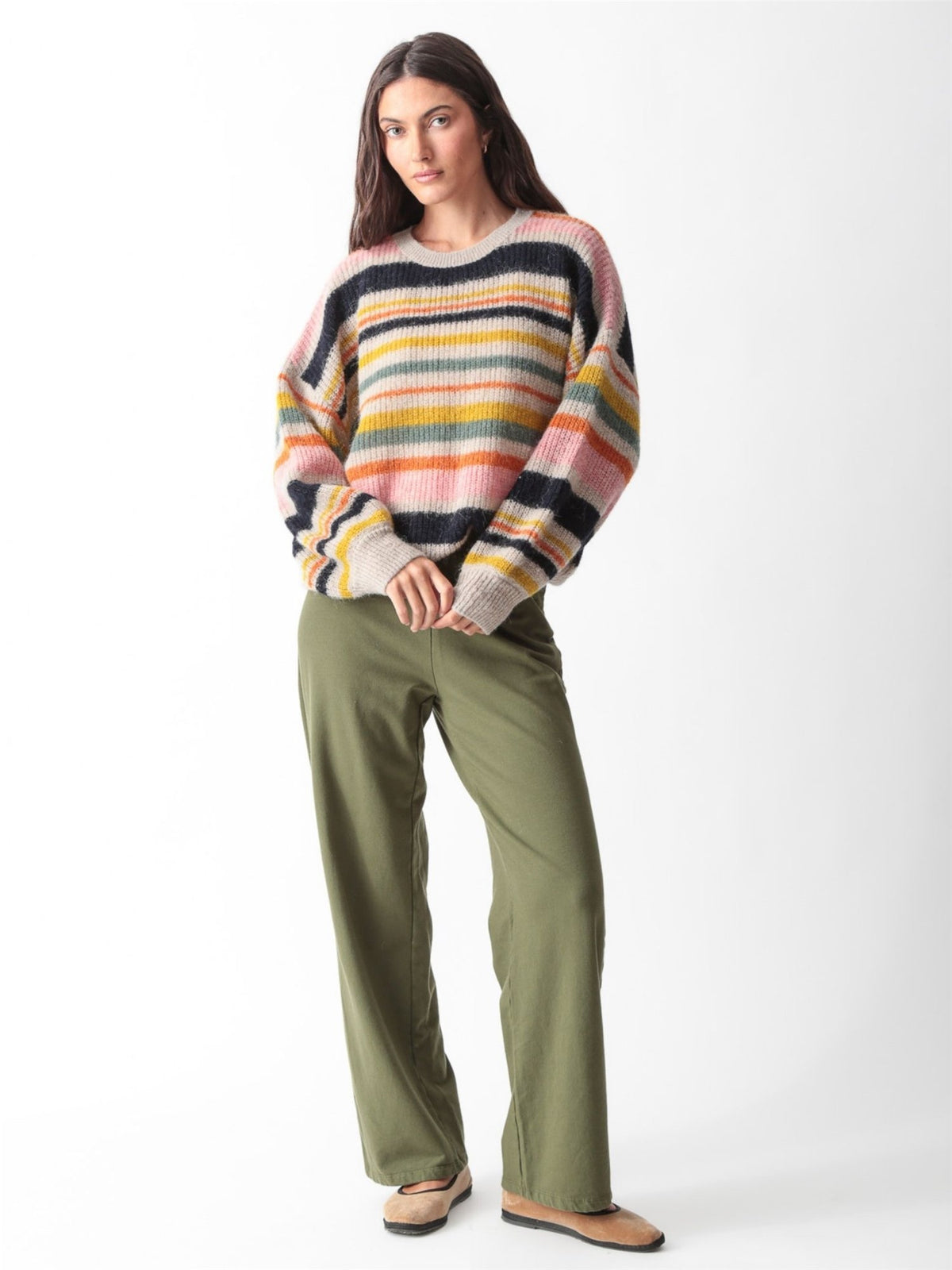 Balloon Sweater - Oatmeal Stripe