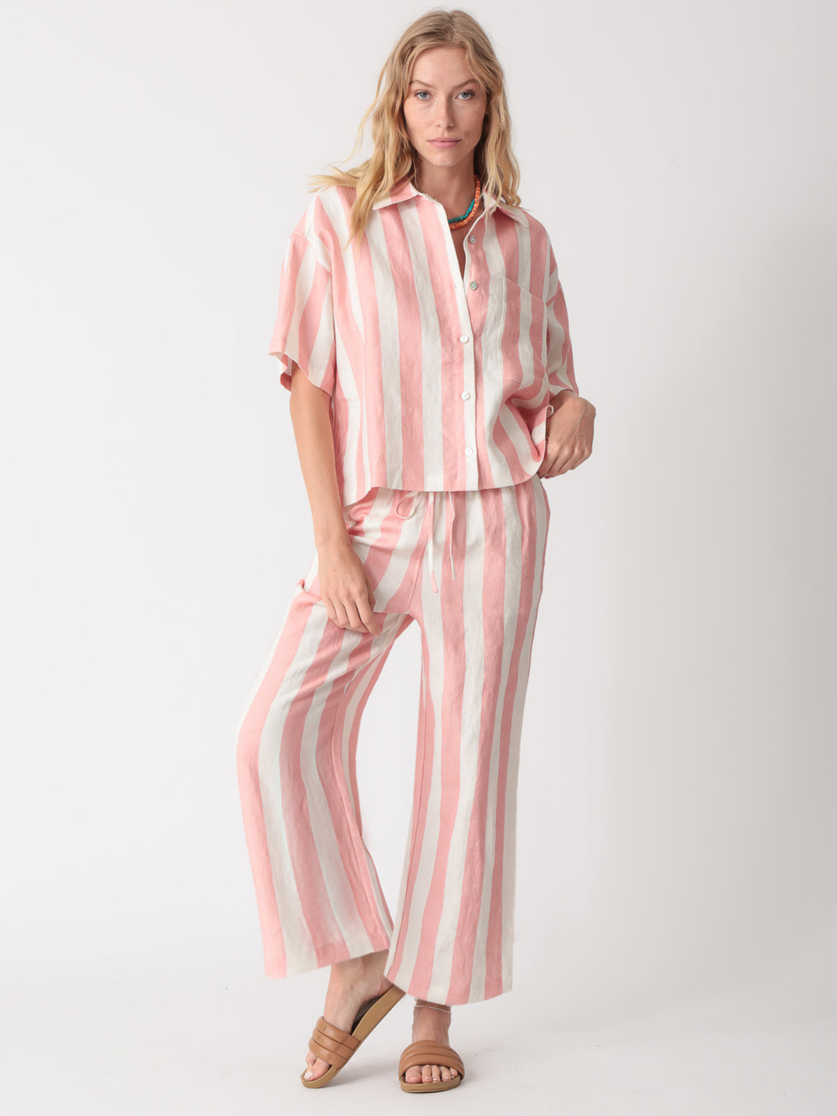 Sail Linen Pant - Peach Stripe