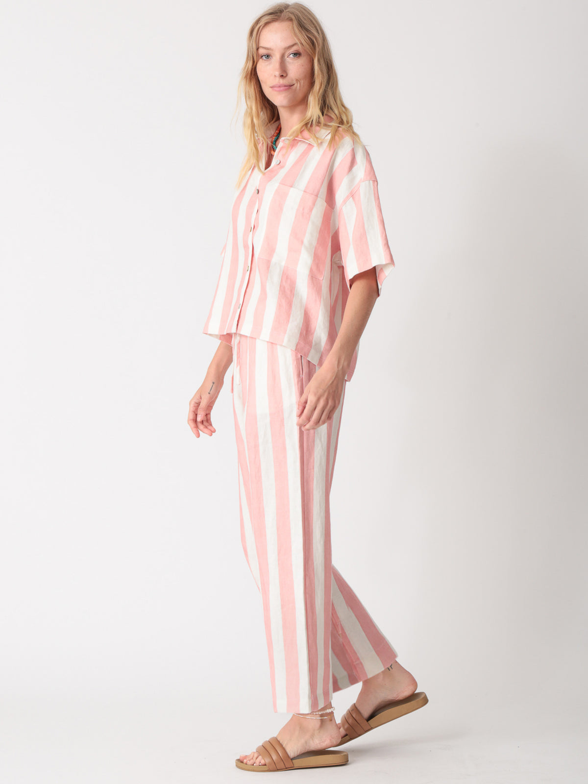 Sail Linen Pant - Peach Stripe