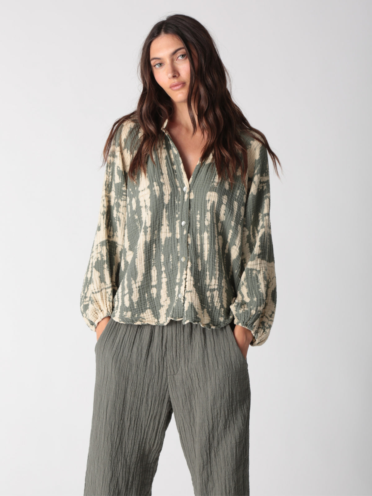 Winnie Gauze Shirt - Moss Horizon