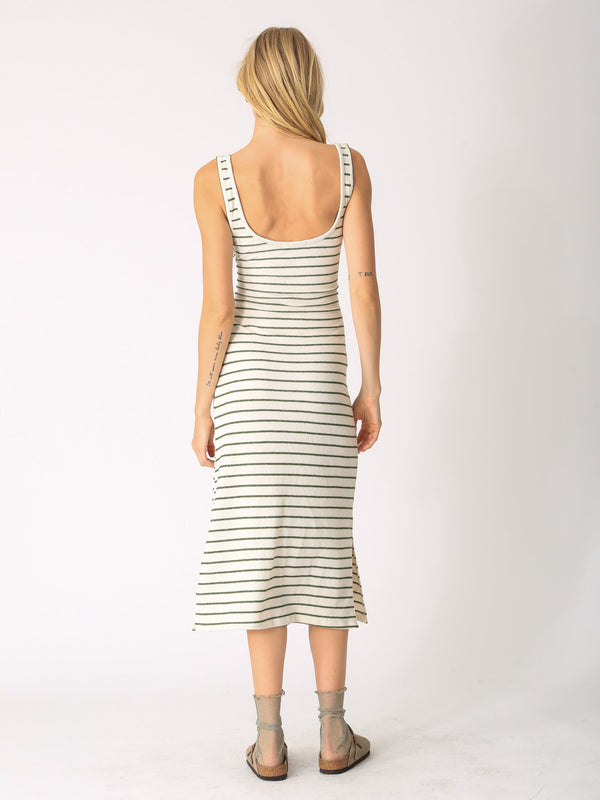 Camron Dress - Ivory / Olive Stripe