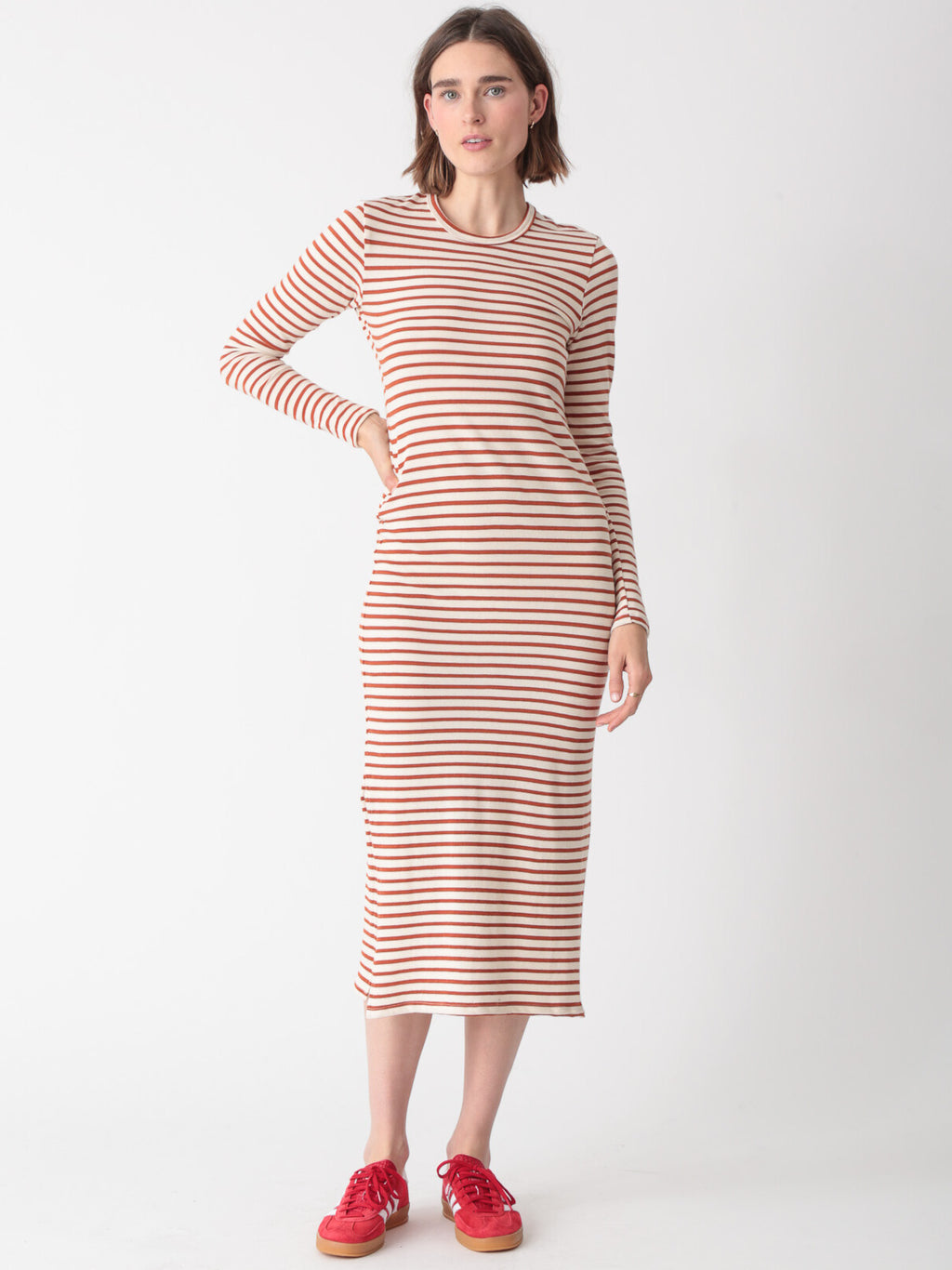 Skyler Dress - Ivory / Amber Stripe