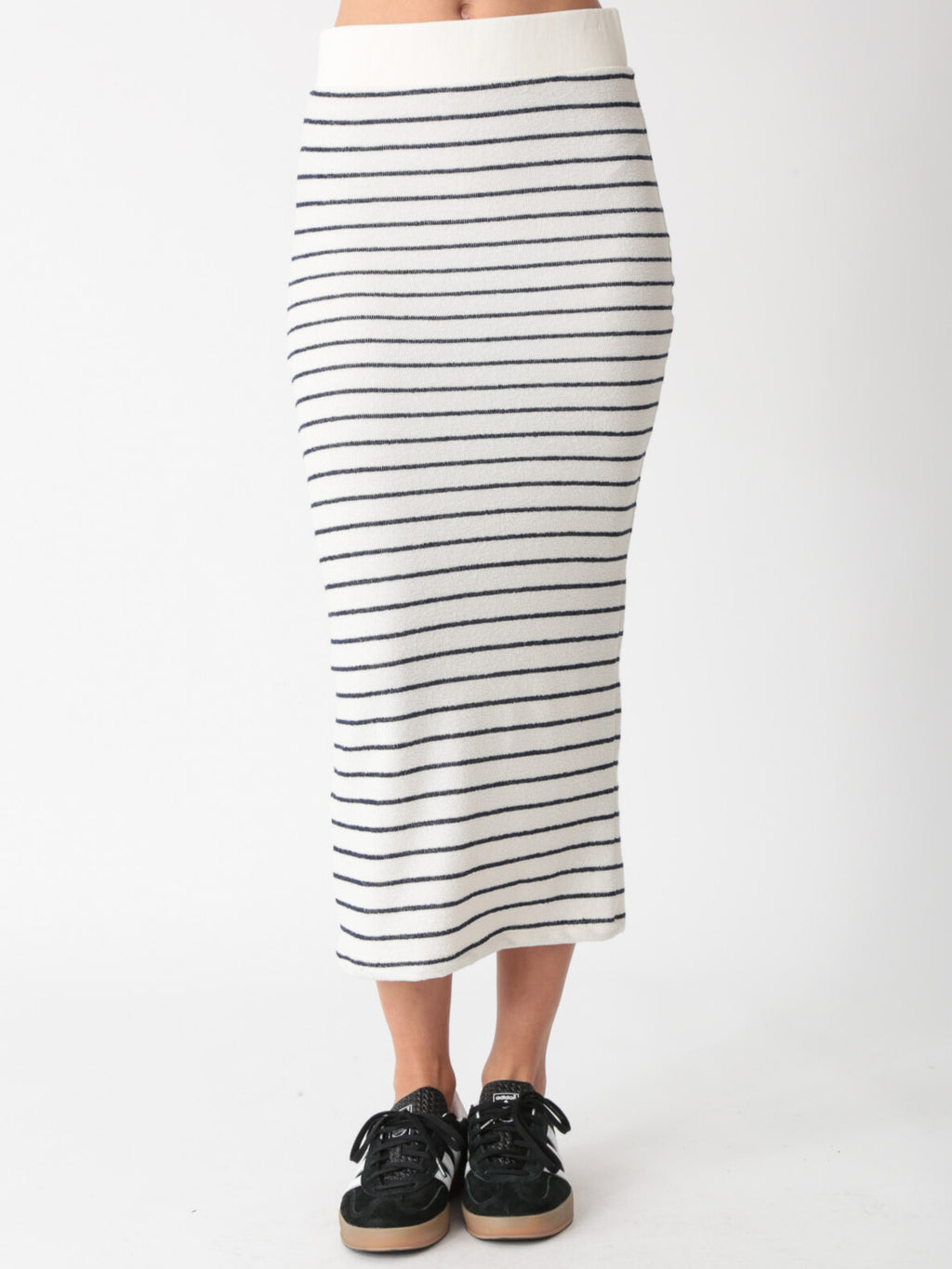 Jasmine Skirt - Ivory / Indigo Stripe