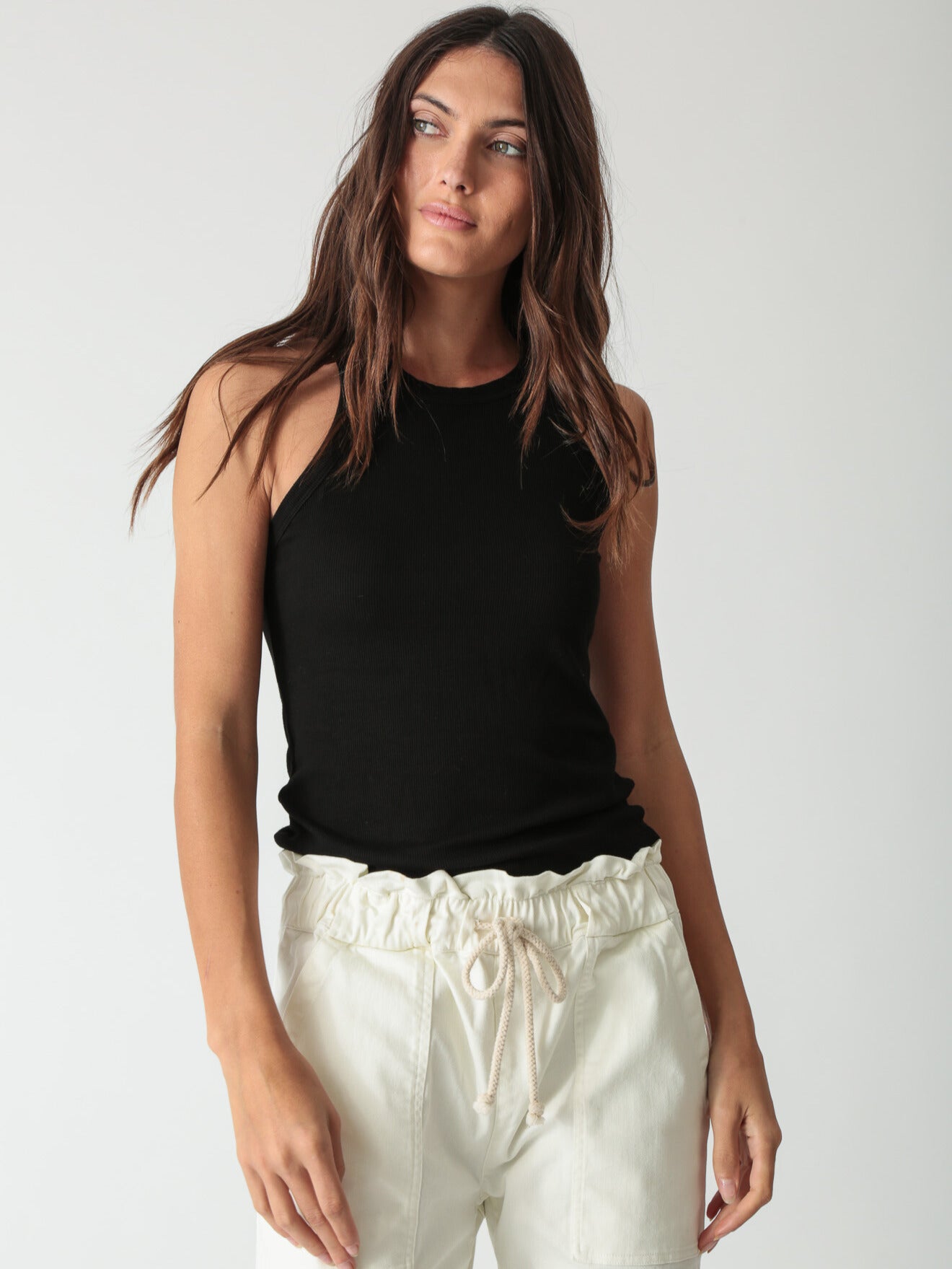 MAATEE&SONS SILK 天竺 TANK TOP 25SS BLACK SU23_ECOM_WEB_RM3W230SE_BLK_1_