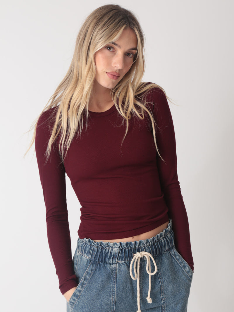 Olivia Rib Top - Merlot