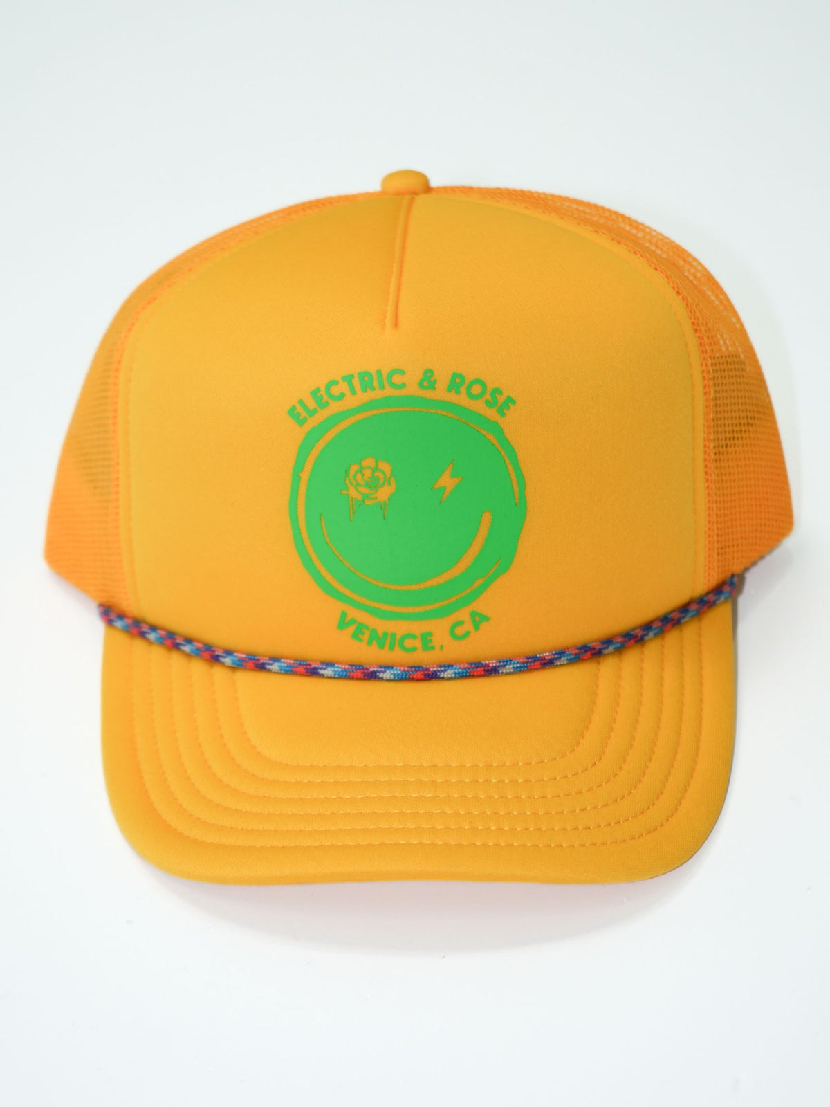 Smiley Trucker Hat-Neon Gold/Green